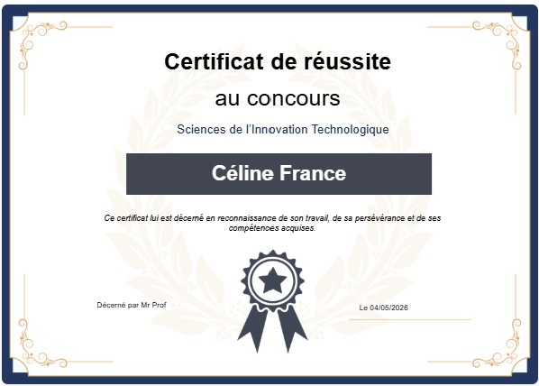 Certificat de réussite à personnaliser