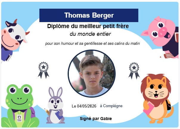 Diplôme du meilleur petit frère PDF à personnaliser