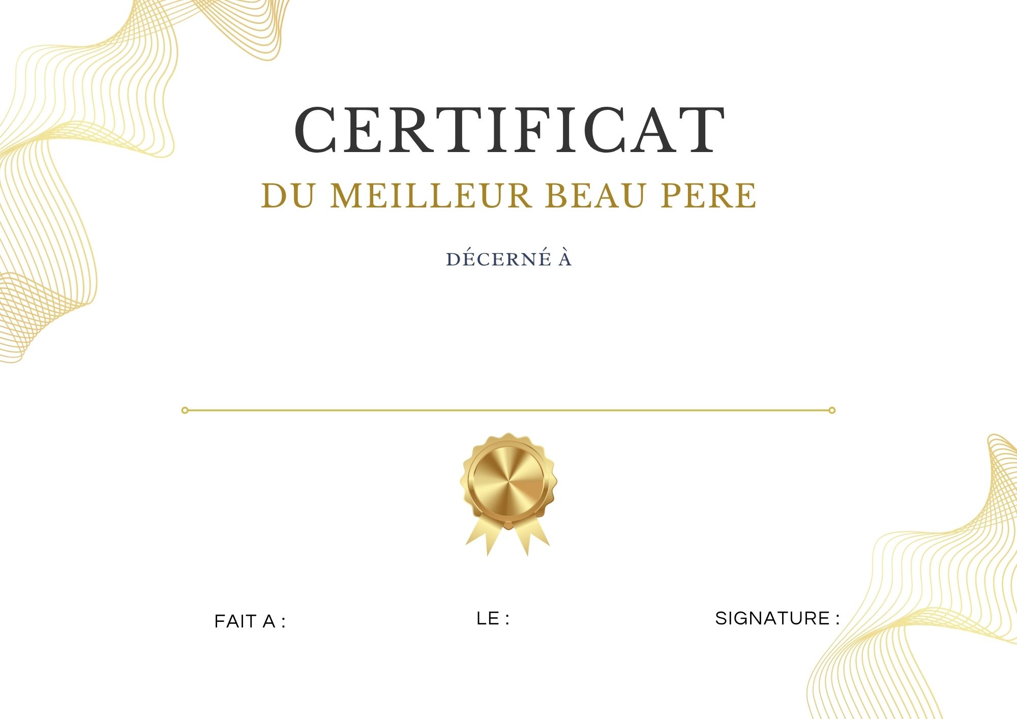 certificat du meilleur beau pere a imprimer à imprimer PDF