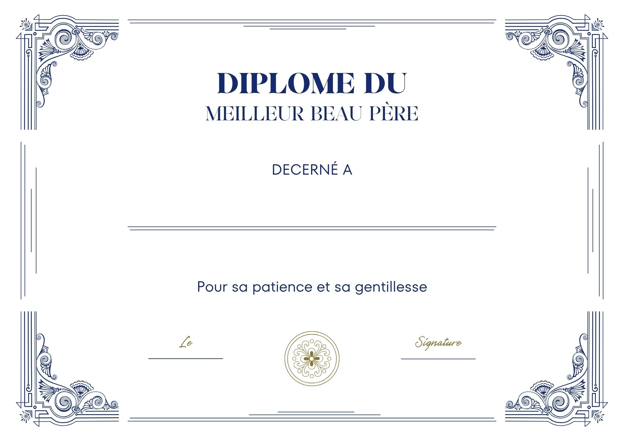 diplome a imprimer meilleur beau pere à imprimer PDF