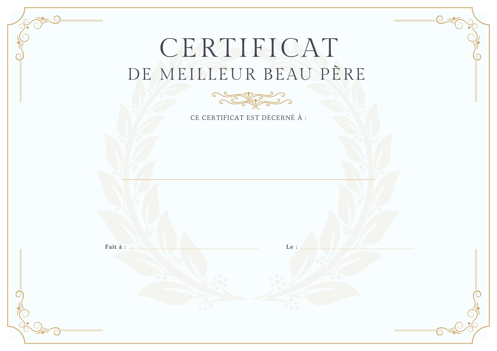 meilleur beau papa diplome à imprimer PDF