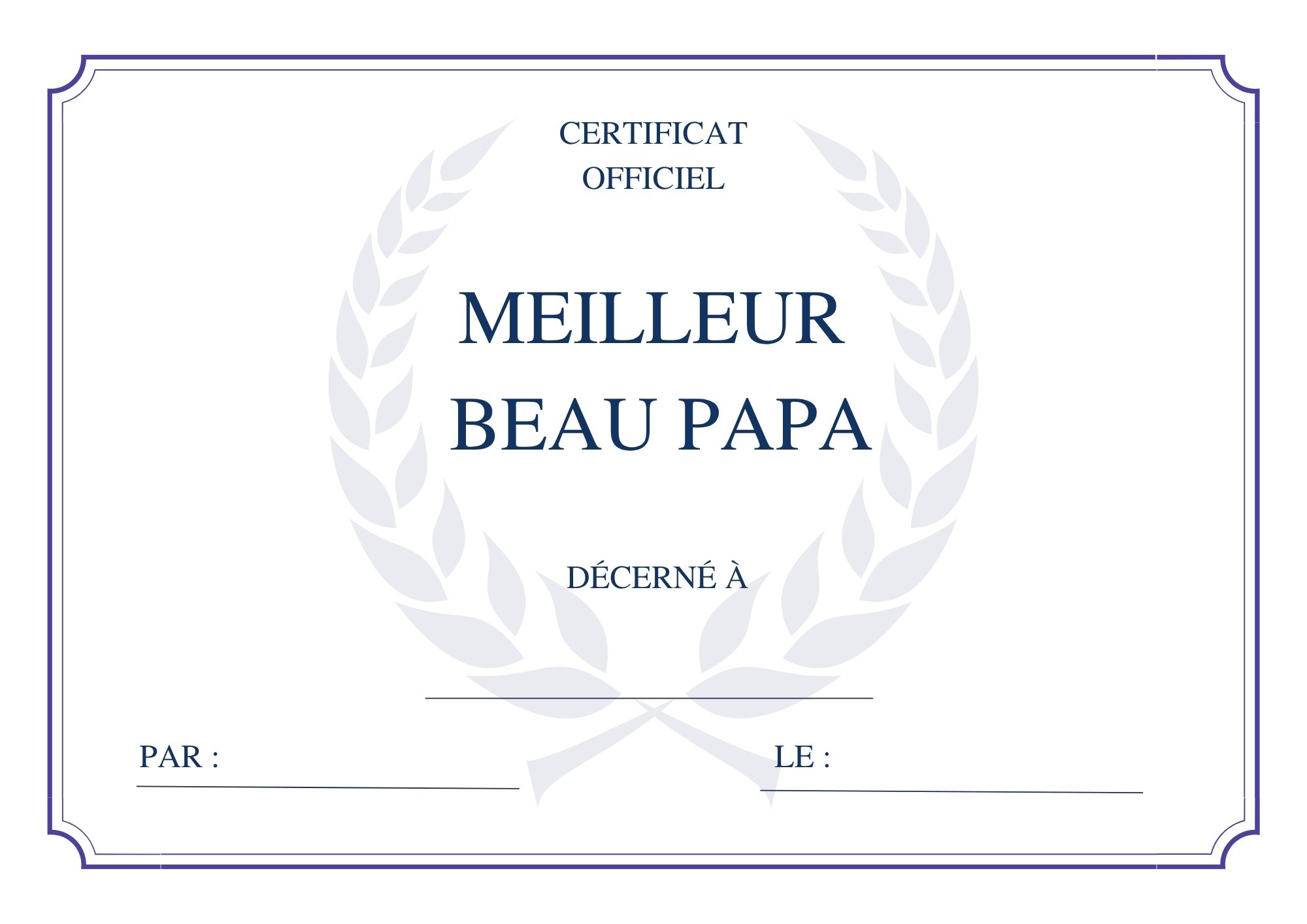 Meilleur beau père bleu à imprimer PDF