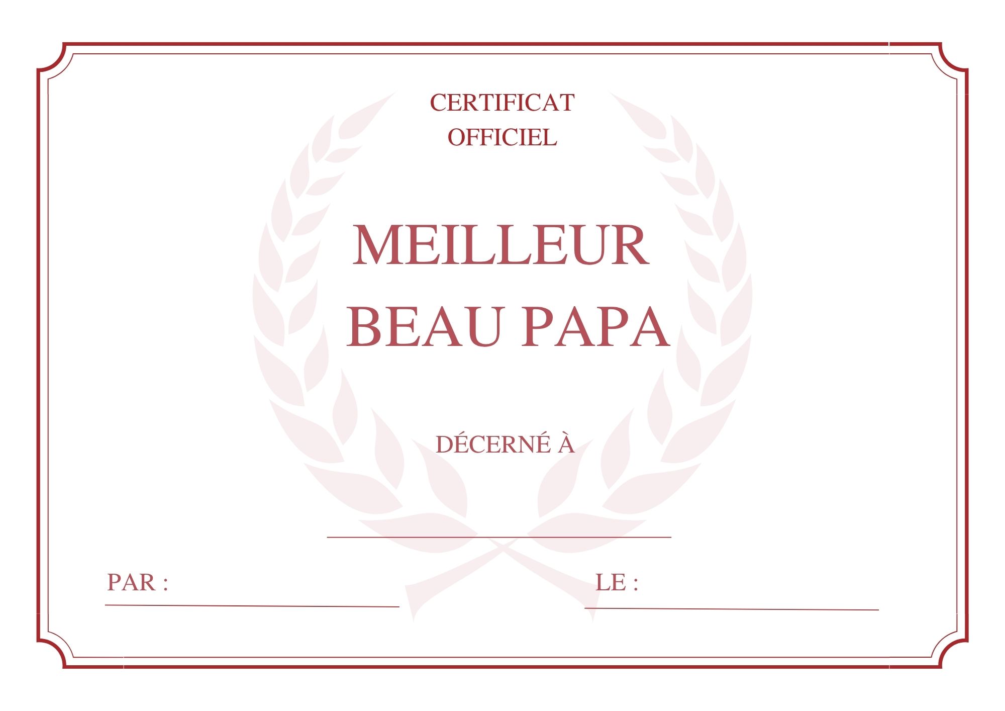 Meilleur beau père rouge à imprimer PDF