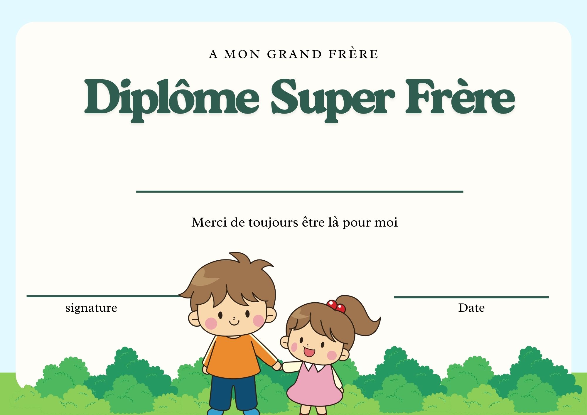 Diplôme super frère à imprimer à imprimer PDF