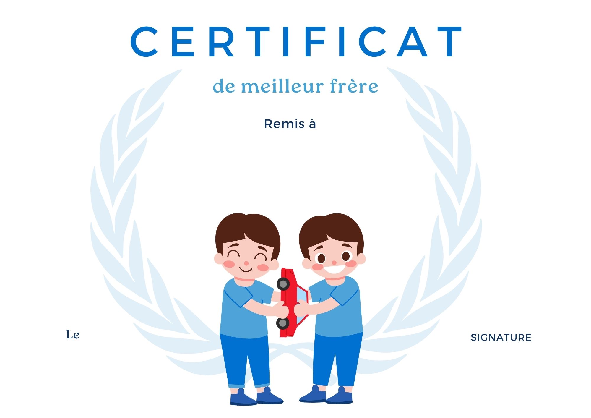 certificat simple diplôme frère à imprimer PDF