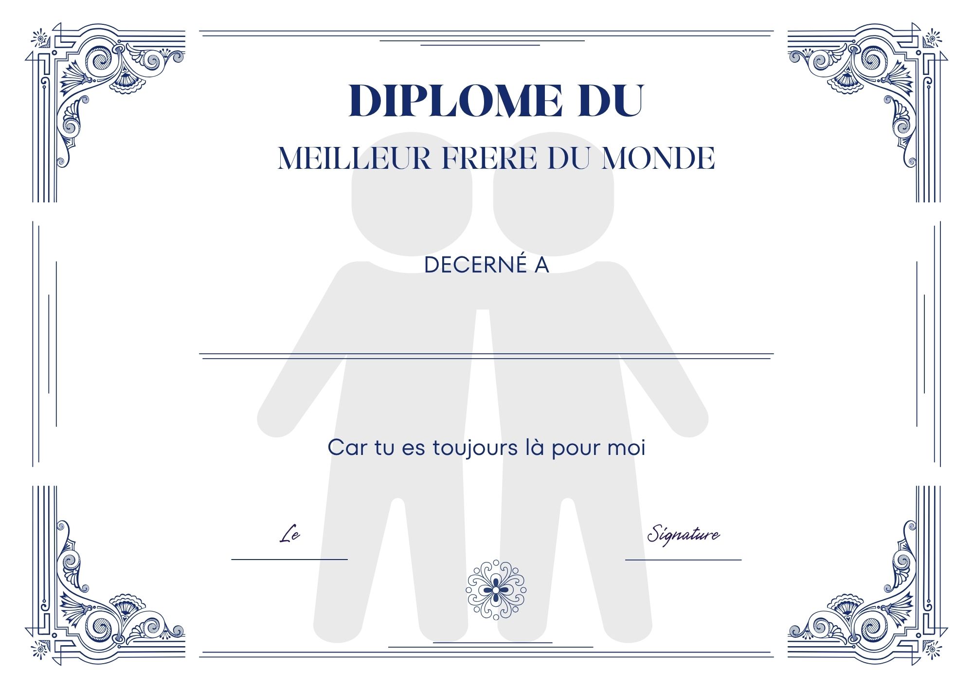 diplome a imprimer meilleure frere au monde à imprimer PDF