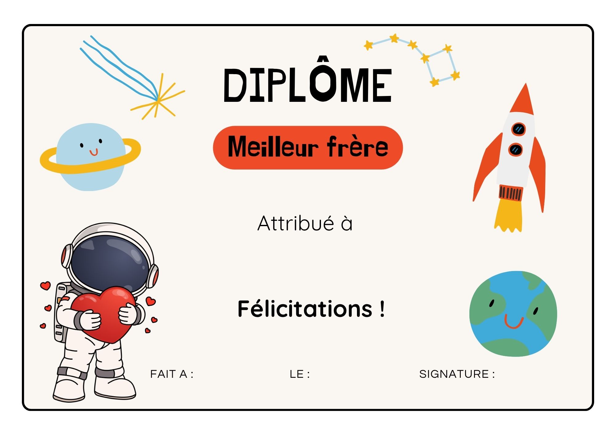 diplome meilleur frère a imprimer à imprimer PDF