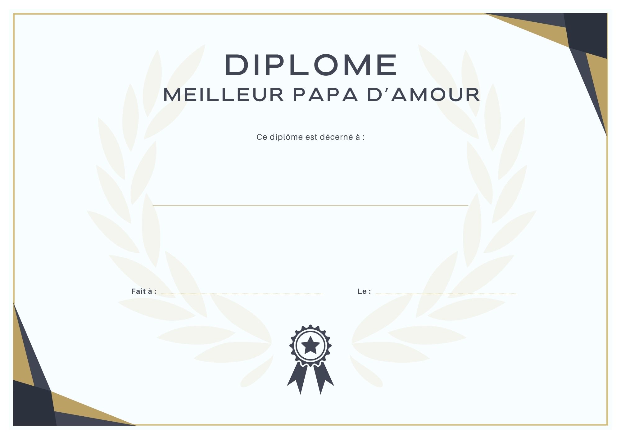 diplome a imprimer meilleur papa du monde à imprimer PDF