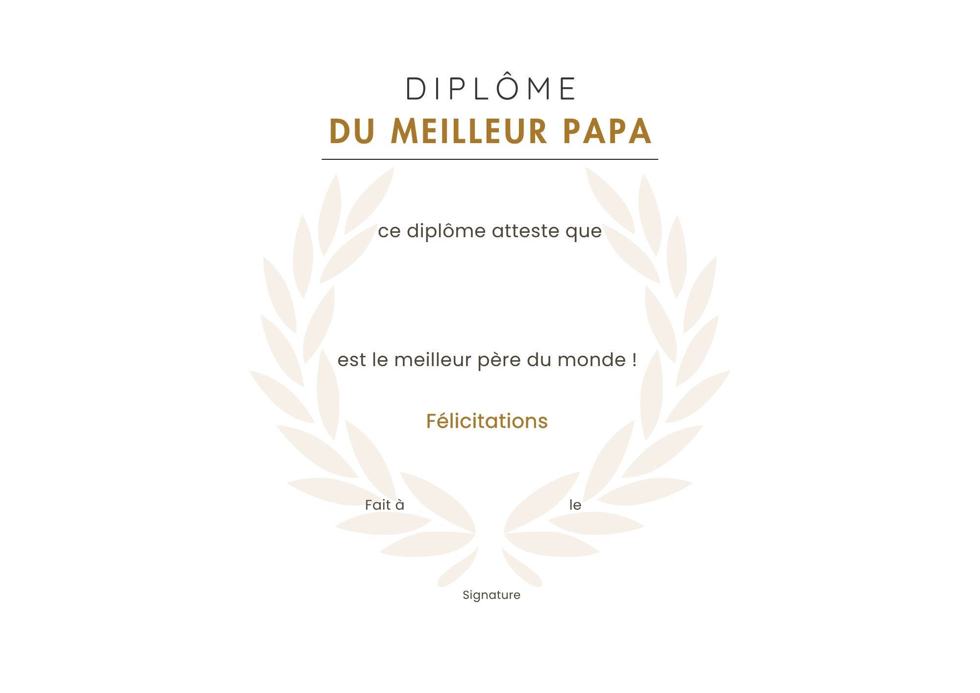 diplome du père meilleur à imprimer à imprimer PDF