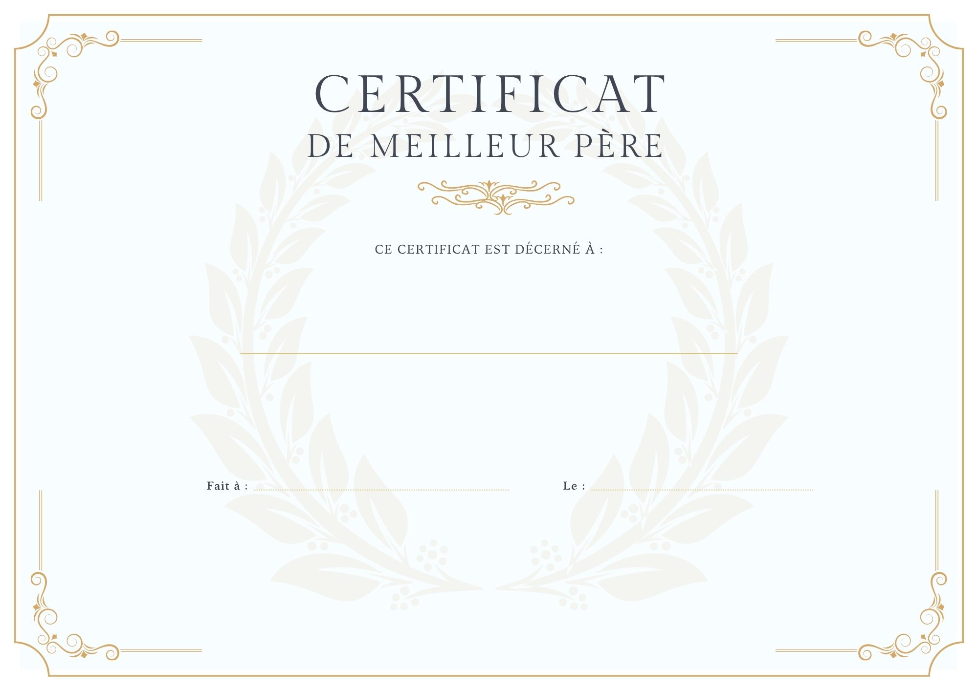 meilleur papa diplome à imprimer PDF