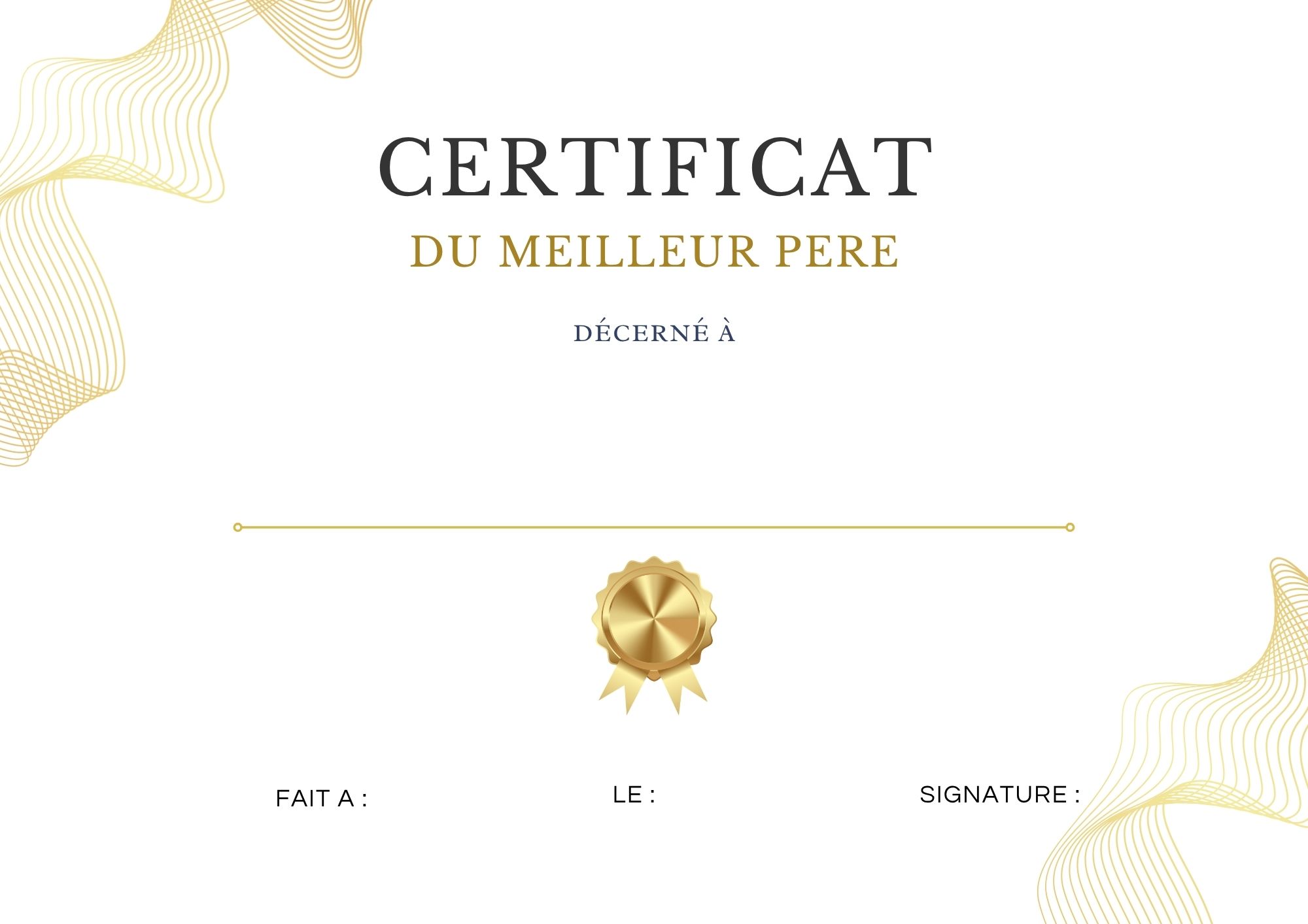certificat du meilleur pere a imprimer à imprimer PDF