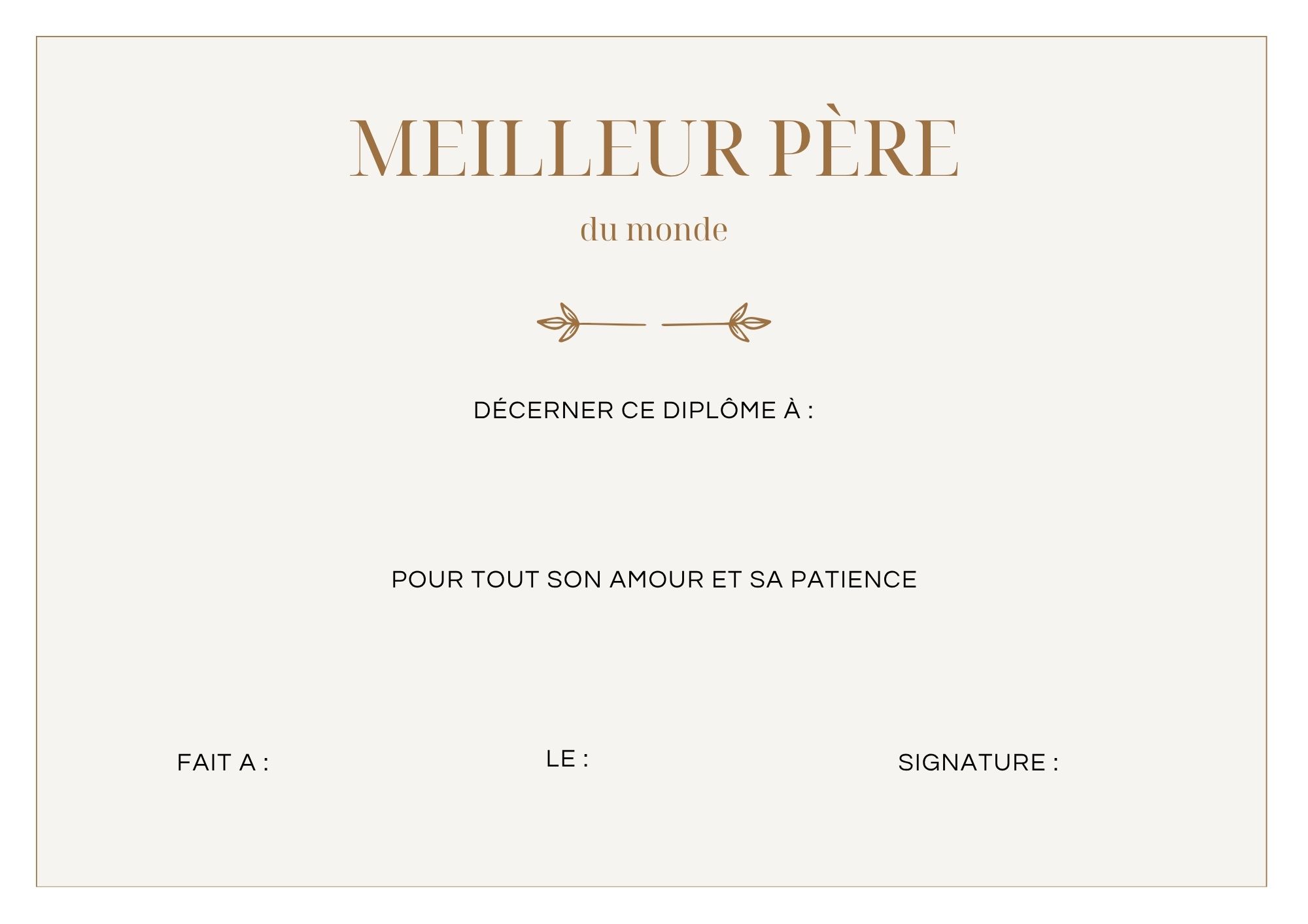meilleur pere diplome à imprimer PDF