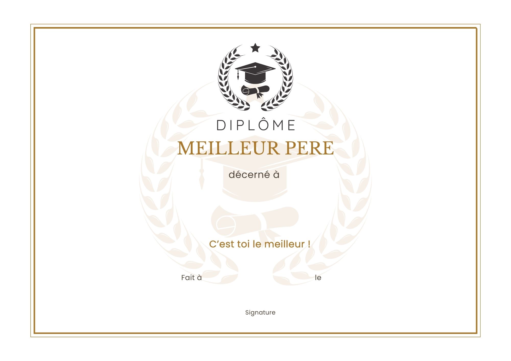 certificat papa diplome à imprimer PDF