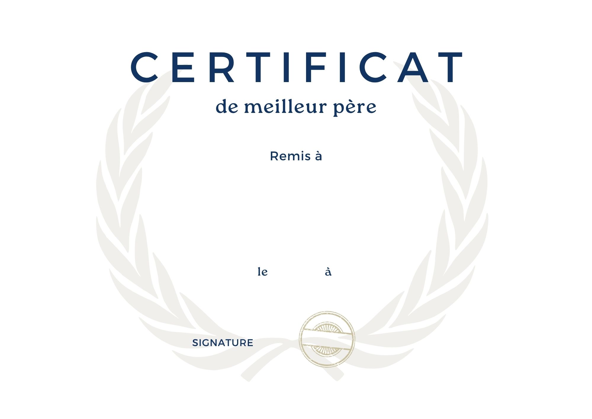 certificat simple diplôme papa à imprimer PDF