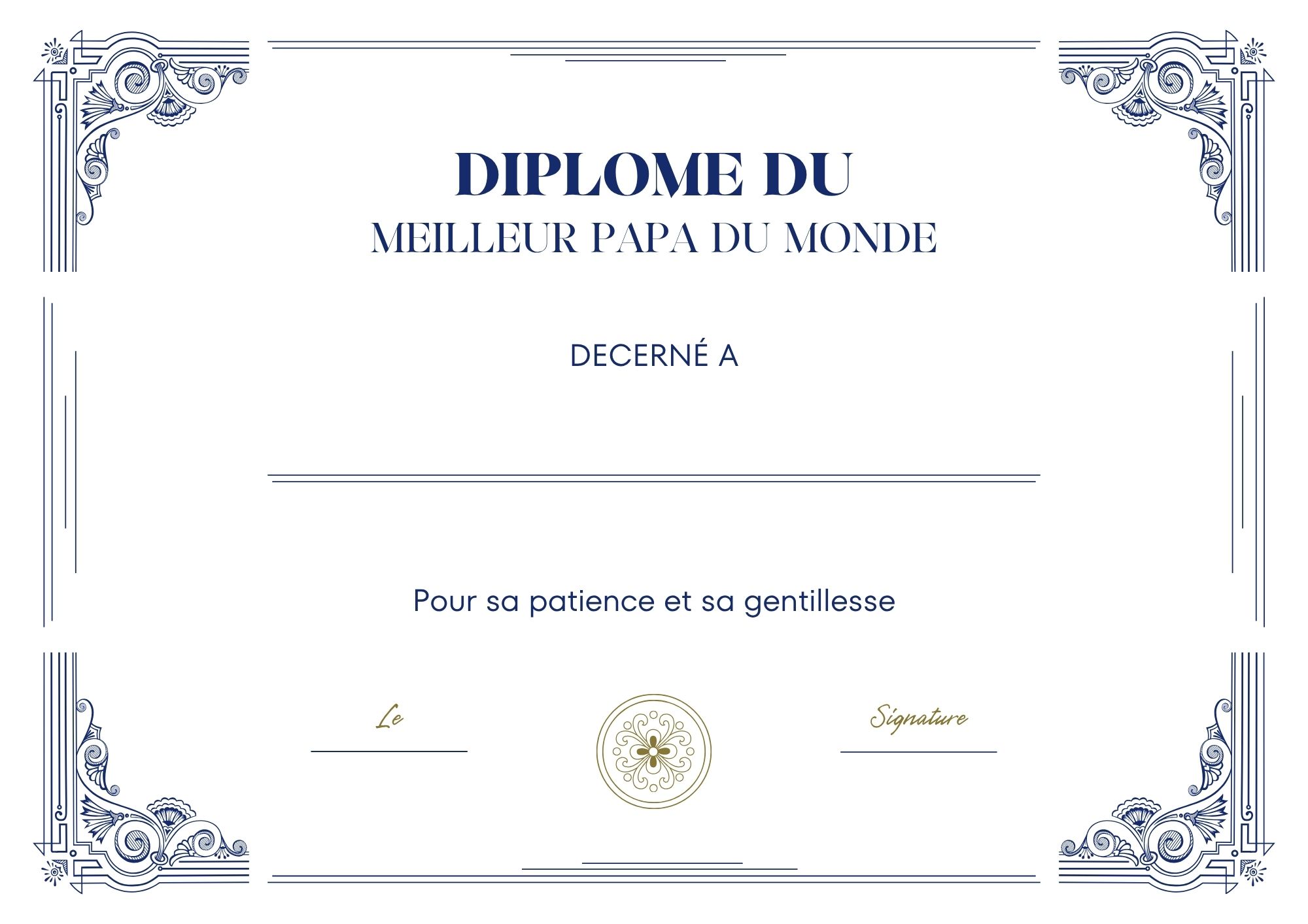 diplome a imprimer meilleur papa au monde (2) à imprimer PDF