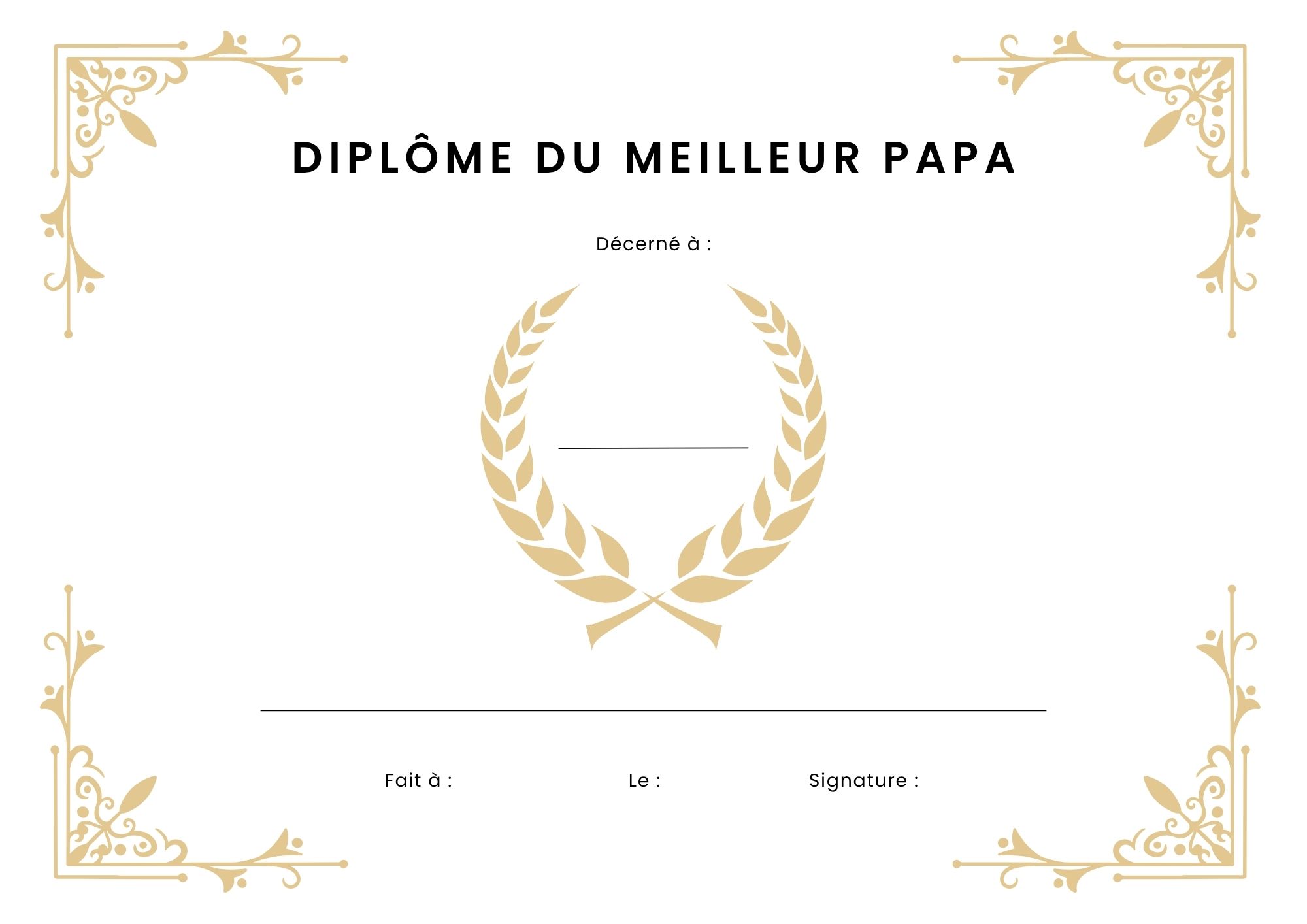 diplome a imprimer meilleur papa au monde à imprimer PDF
