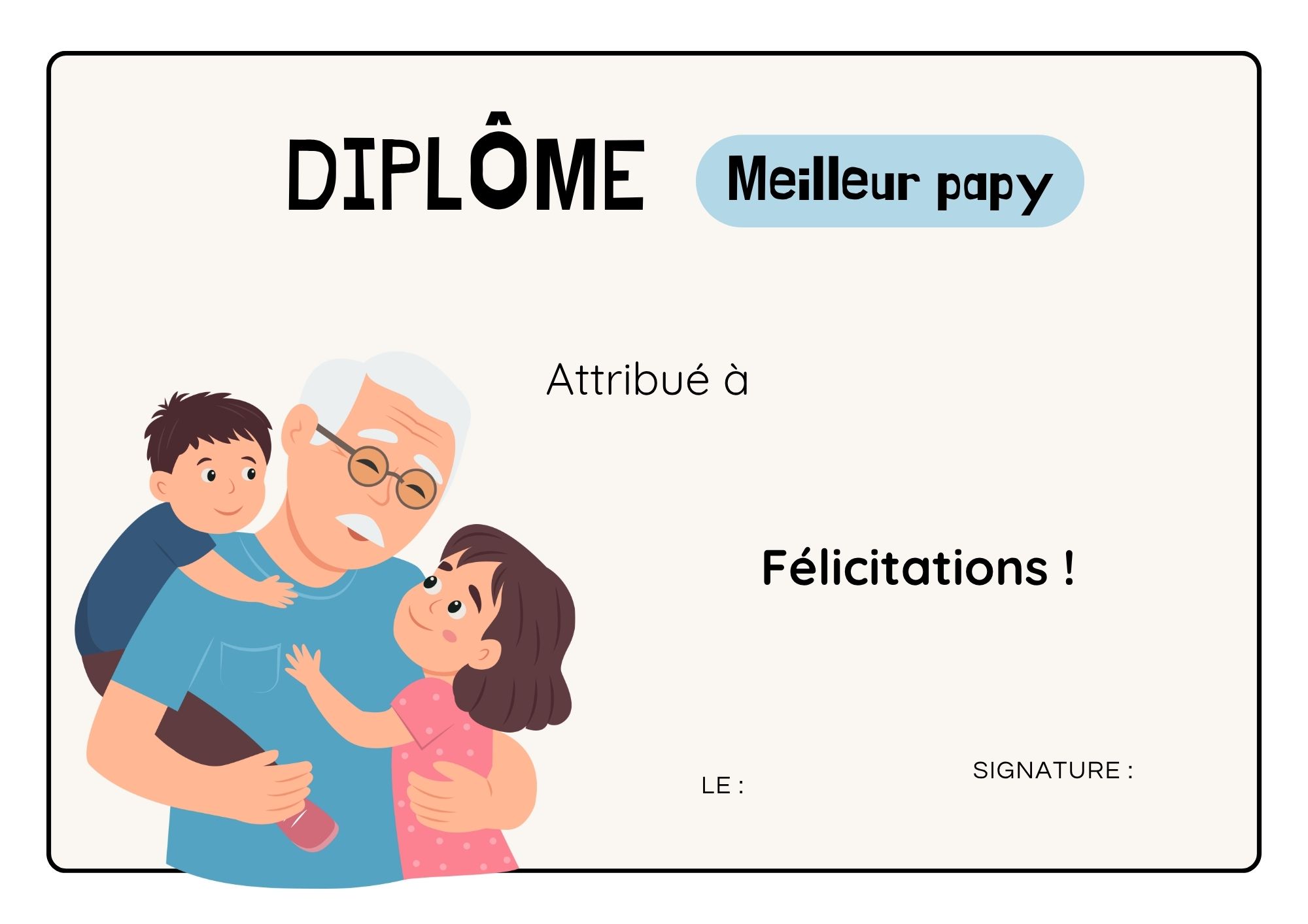 meilleur papy PDF diplome à imprimer PDF