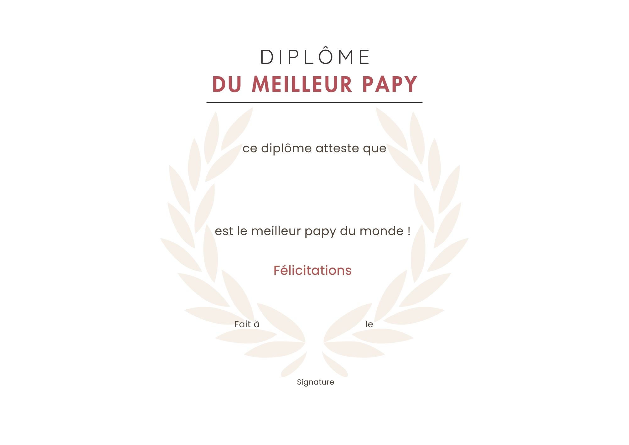 diplome du papy meilleur à imprimer à imprimer PDF