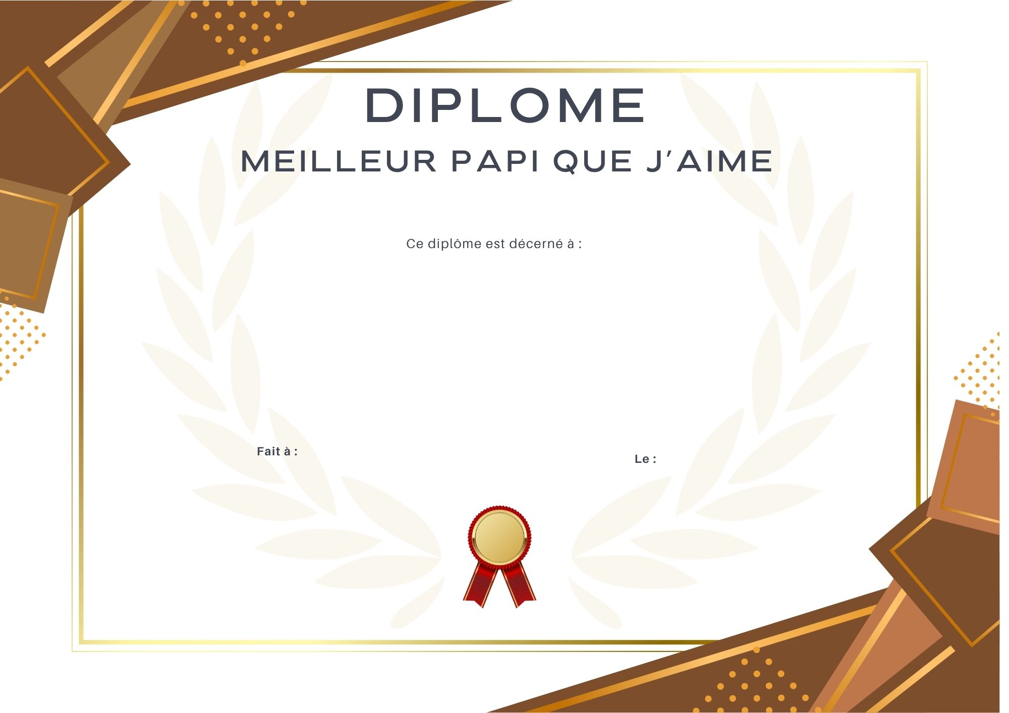 diplome meilleur papi a personnaliser à imprimer PDF