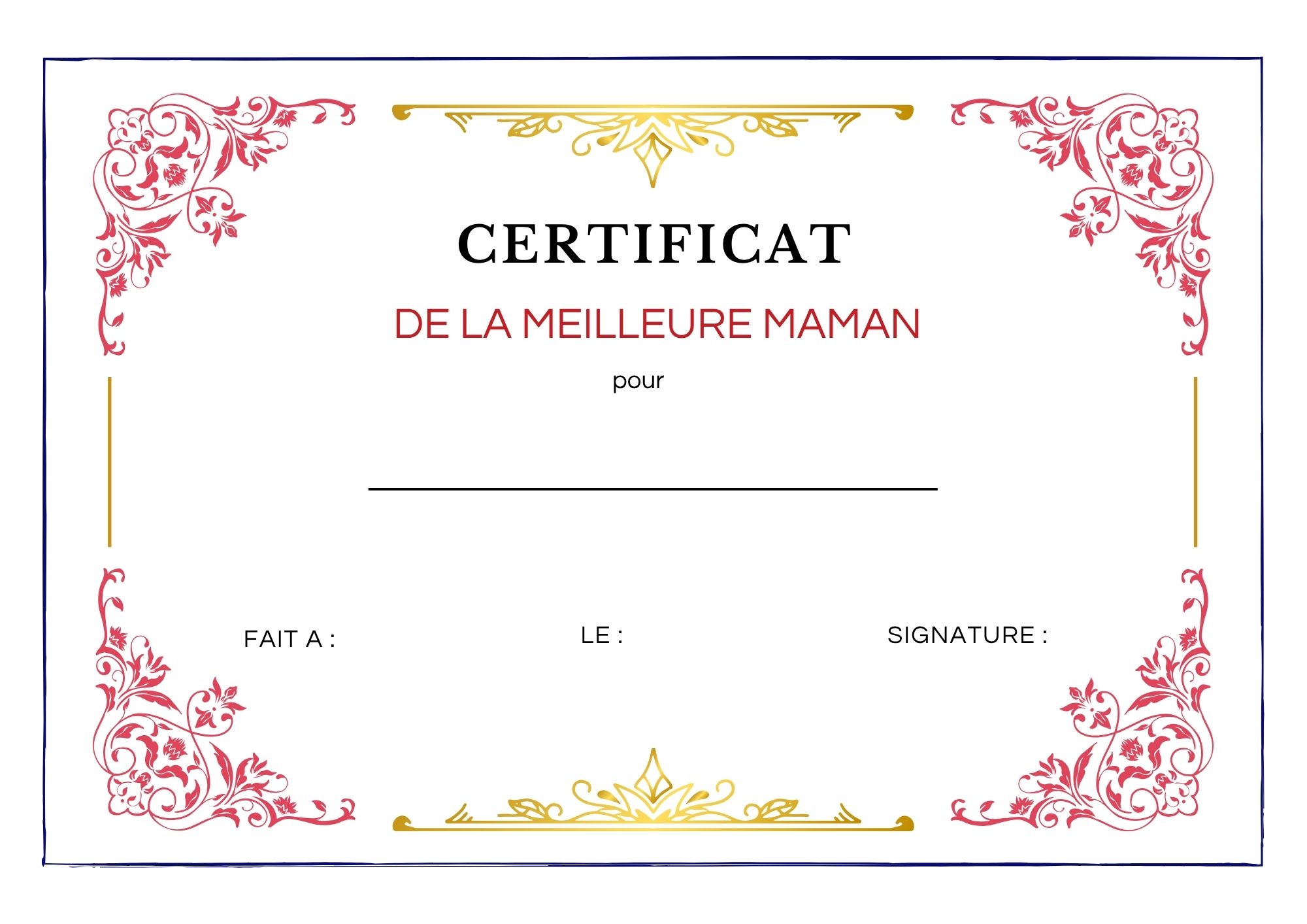 attestation pdf meilleure MAMAN officielle à imprimer PDF