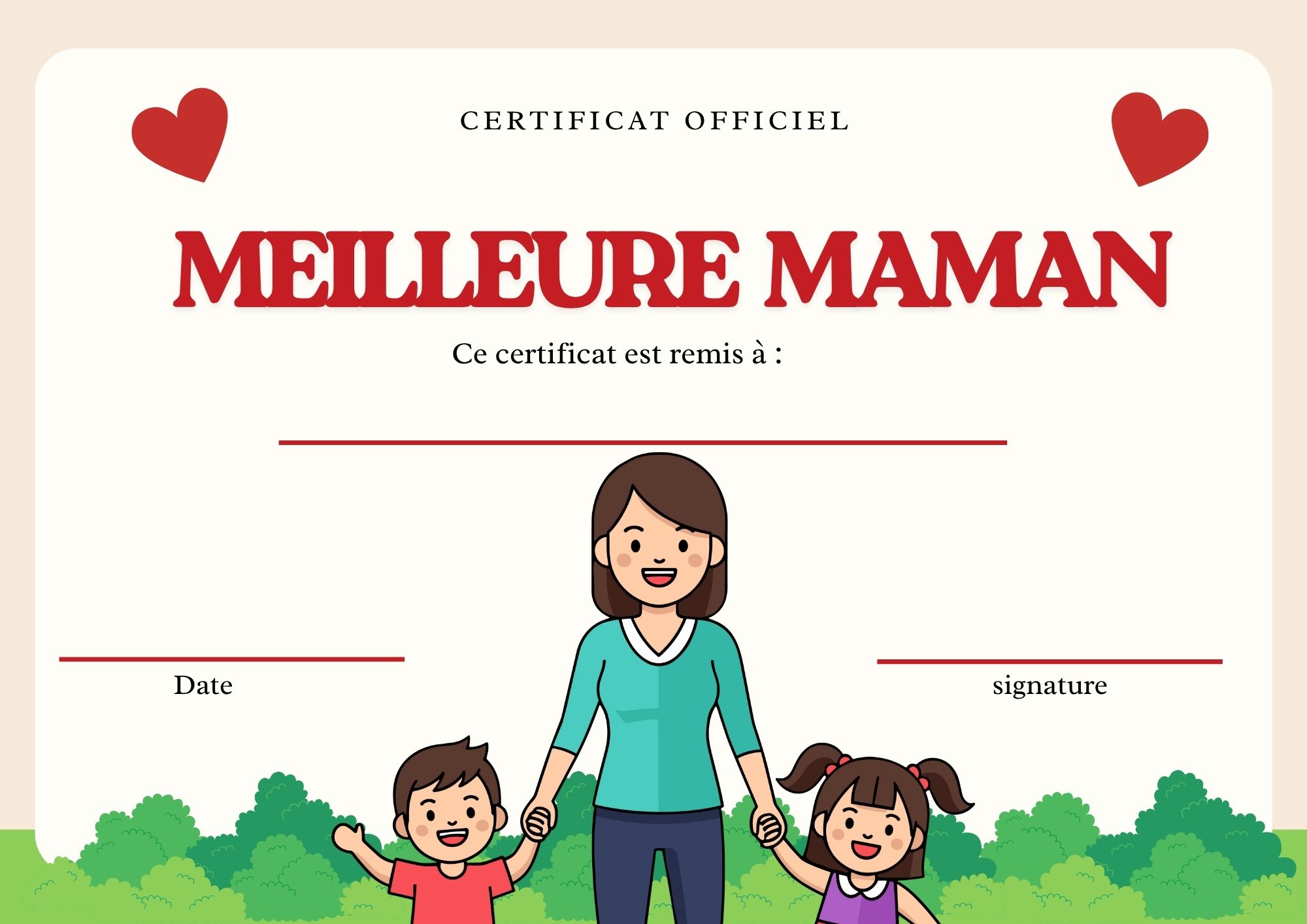 diplome meilleure MAMAN enfant à imprimer PDF