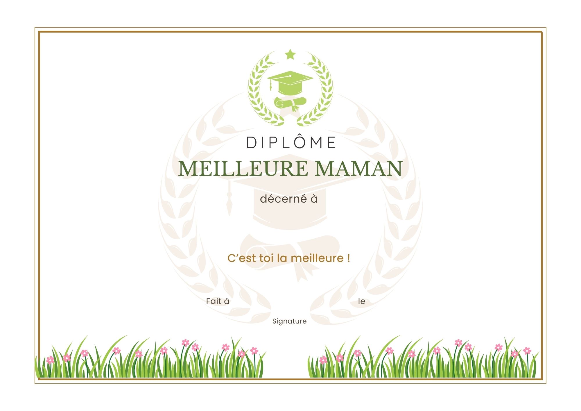 certificat maman PDF diplome à imprimer PDF