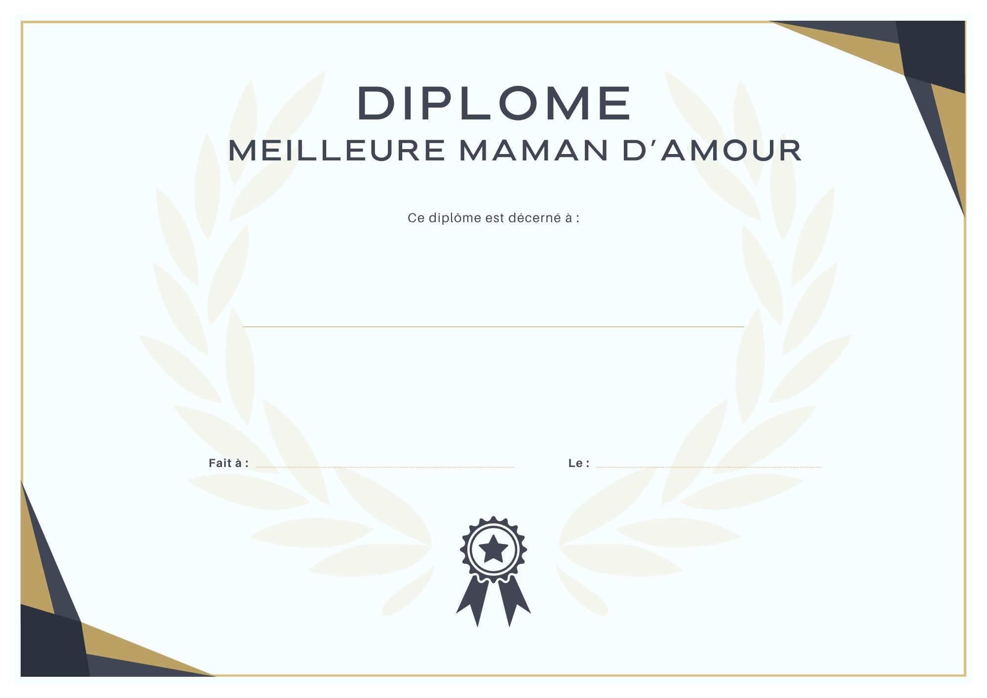 diplome a imprimer meilleur maman du monde à imprimer PDF