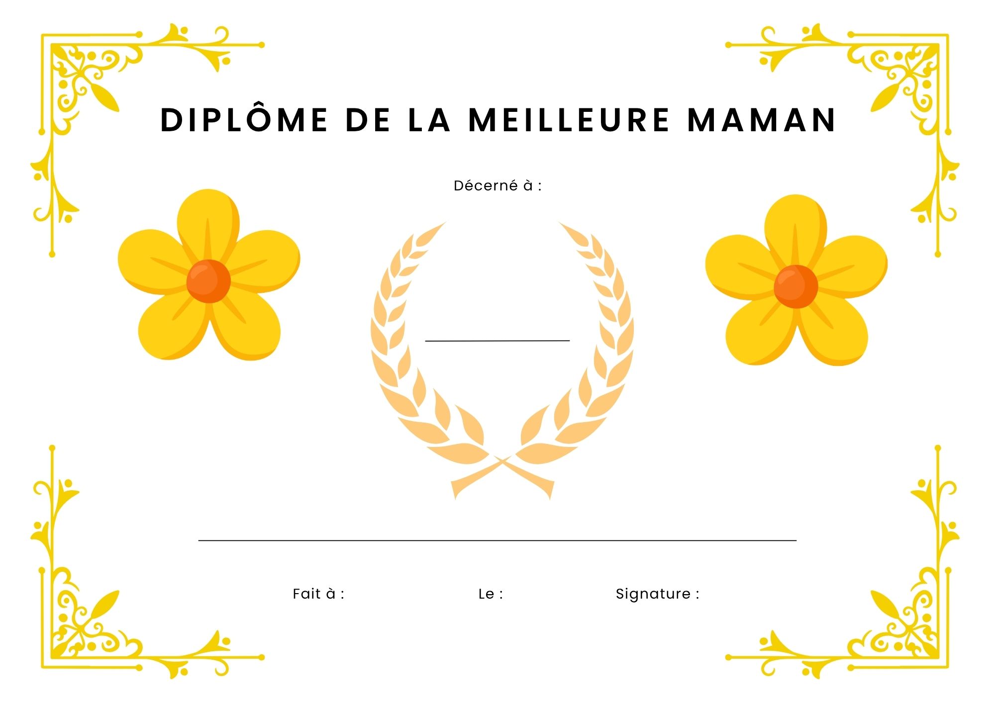 diplome a imprimer meilleure maman au monde à imprimer PDF