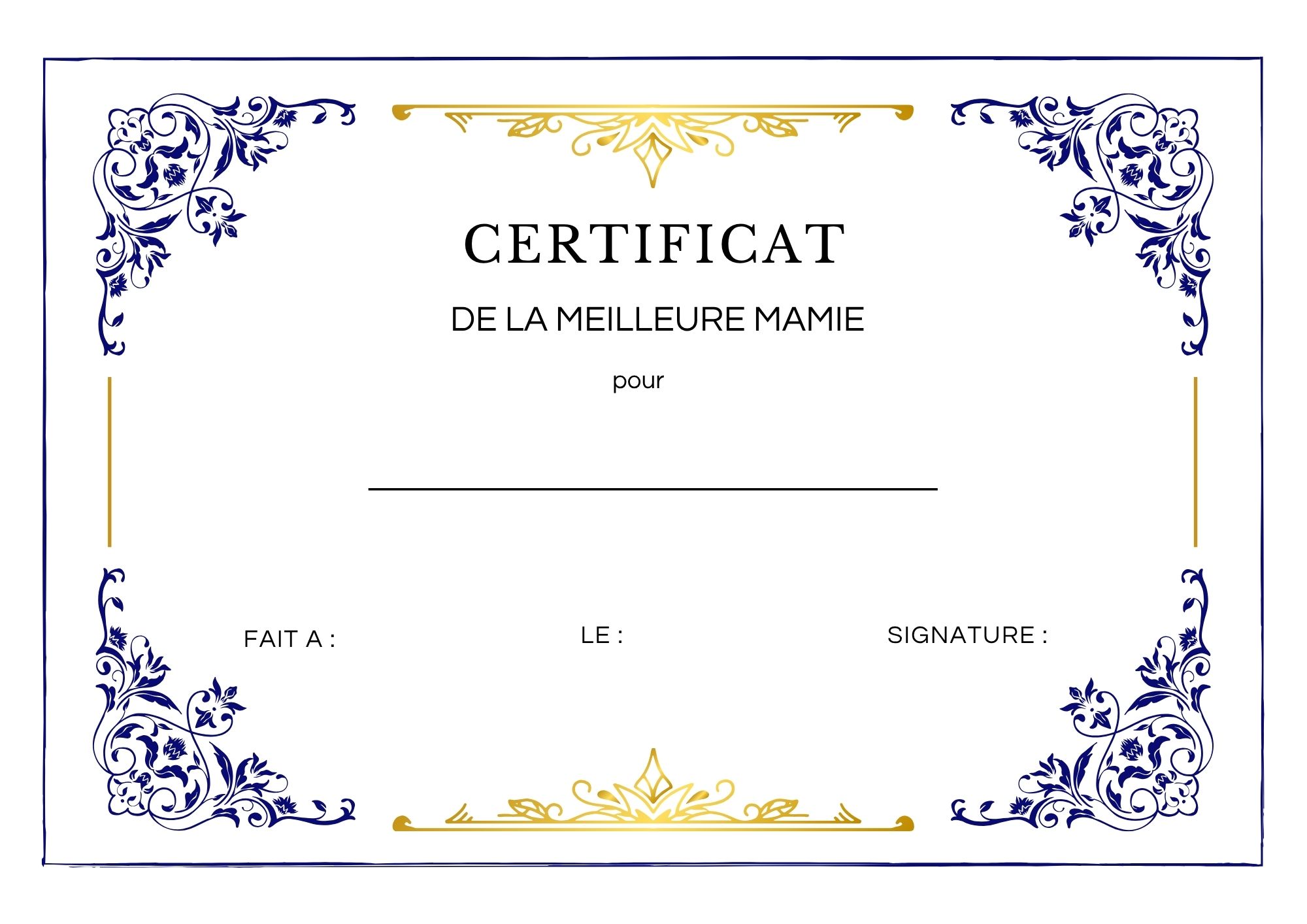 attestation pdf meilleure mamie officielle à imprimer PDF