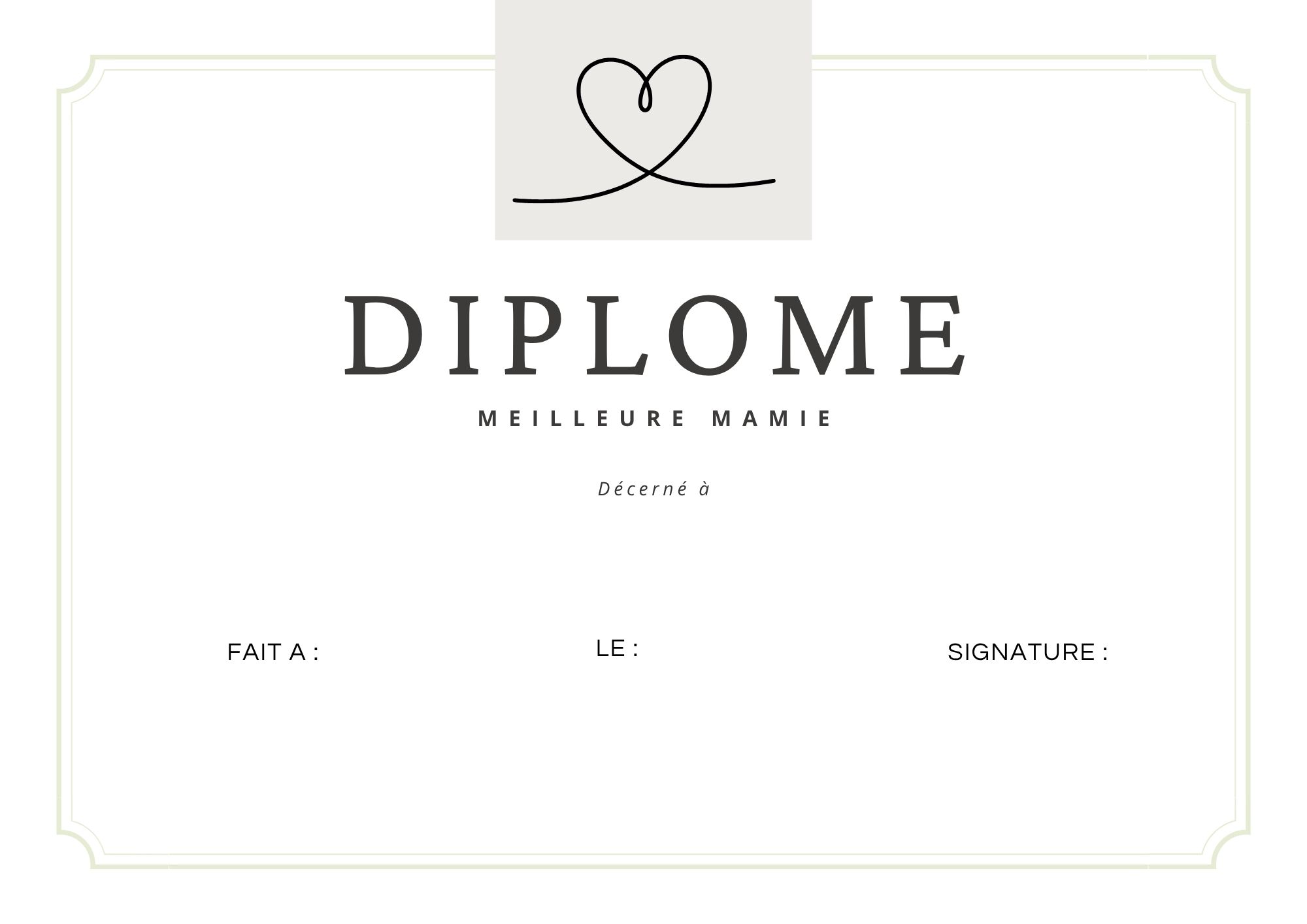 diplome meilleur mamie je t'aime à imprimer PDF