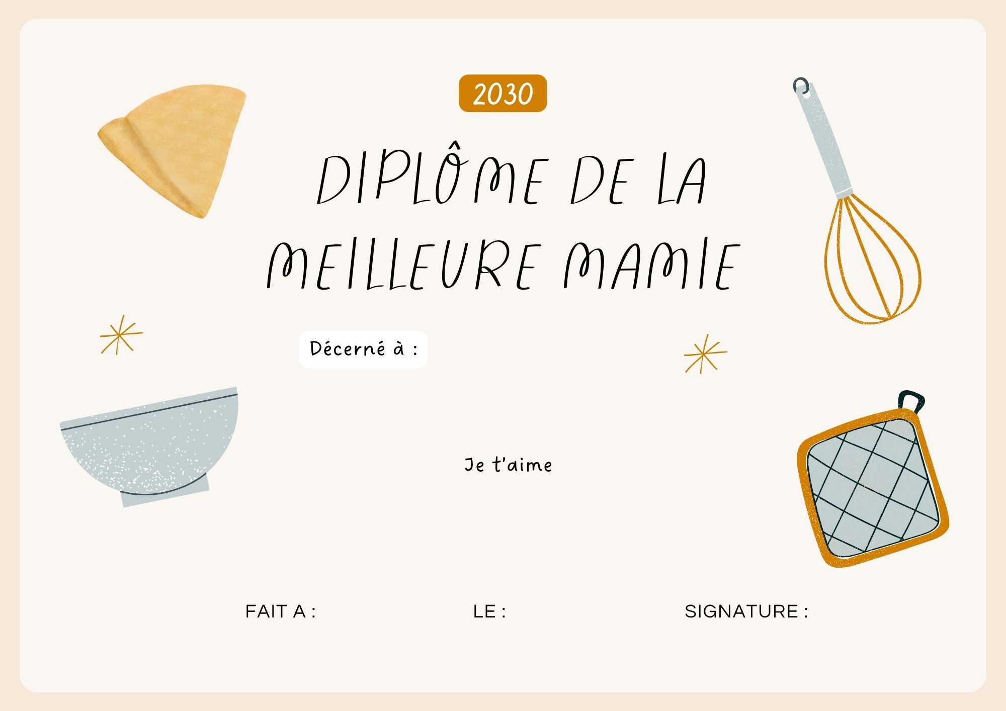 diplome meilleure mamie cuisine à imprimer PDF