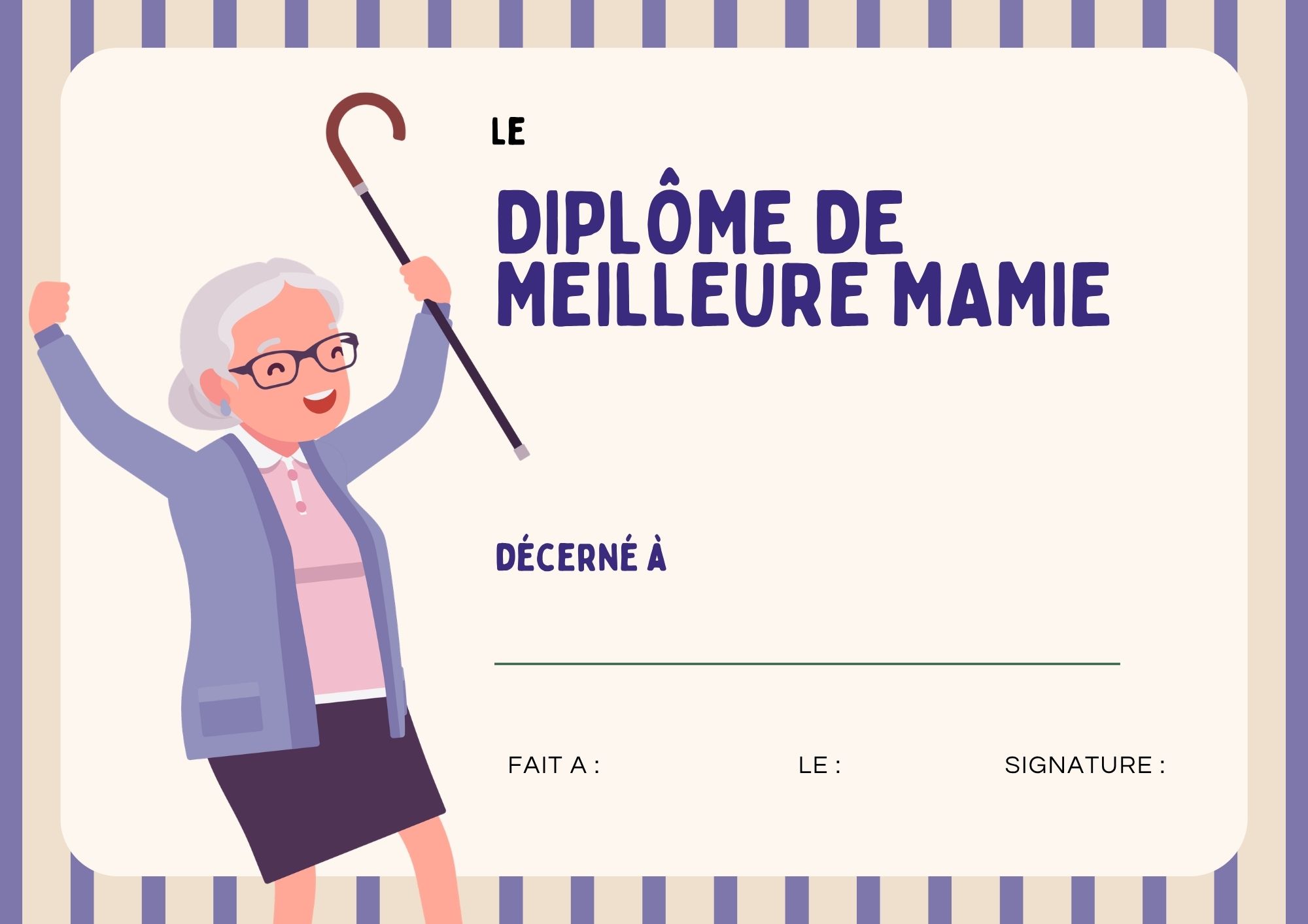 meilleur mamie a imprimer diplome à imprimer PDF