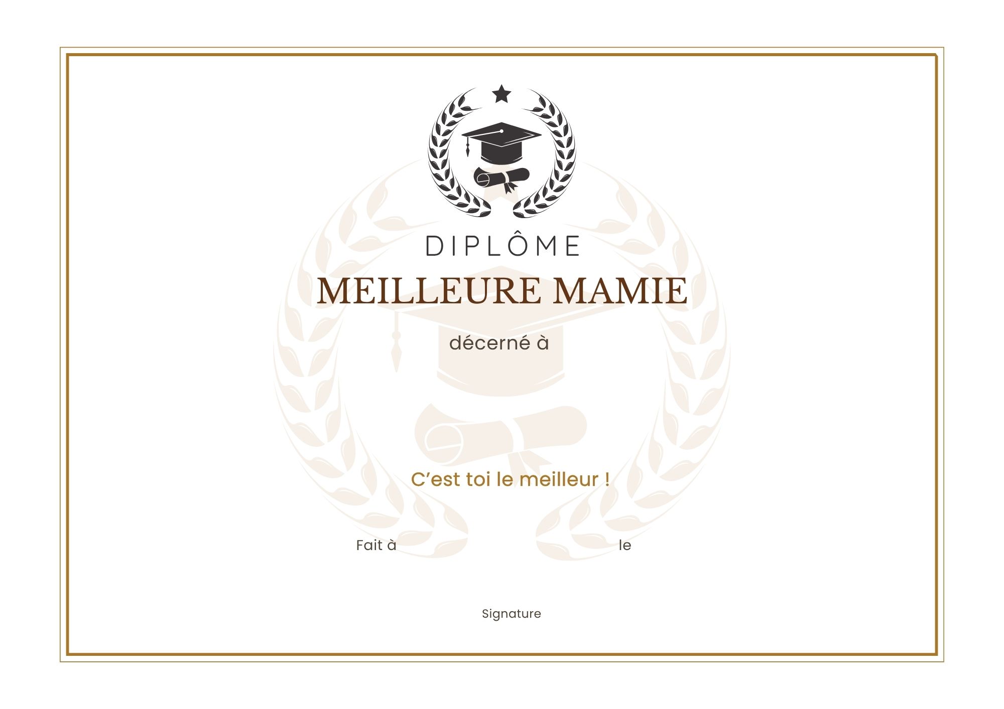 certificat mamie PDF diplome à imprimer PDF