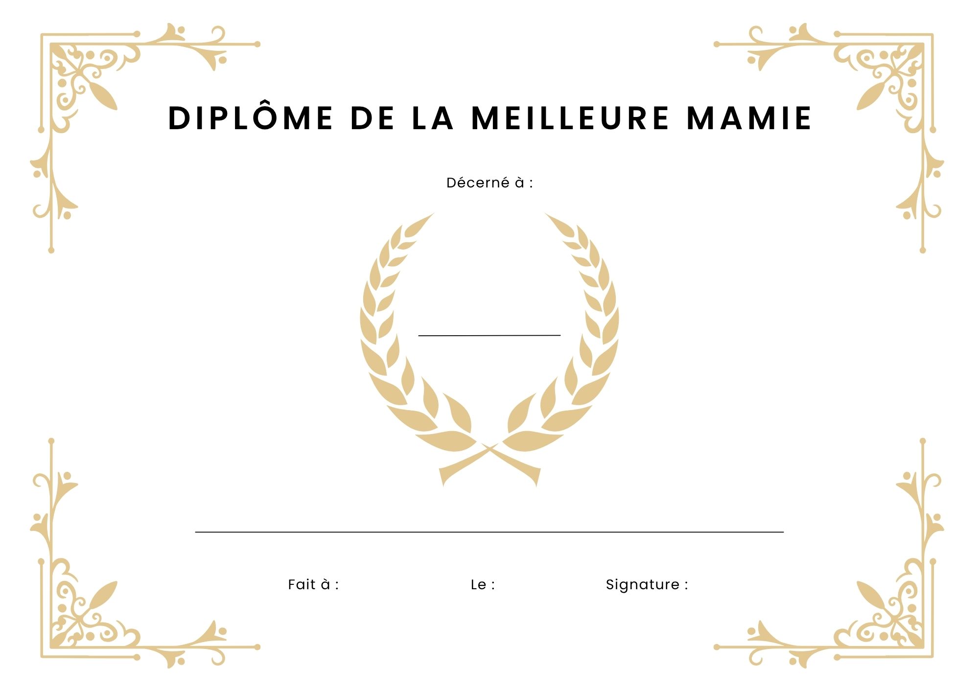 diplome a imprimer meilleur mamie au monde à imprimer PDF