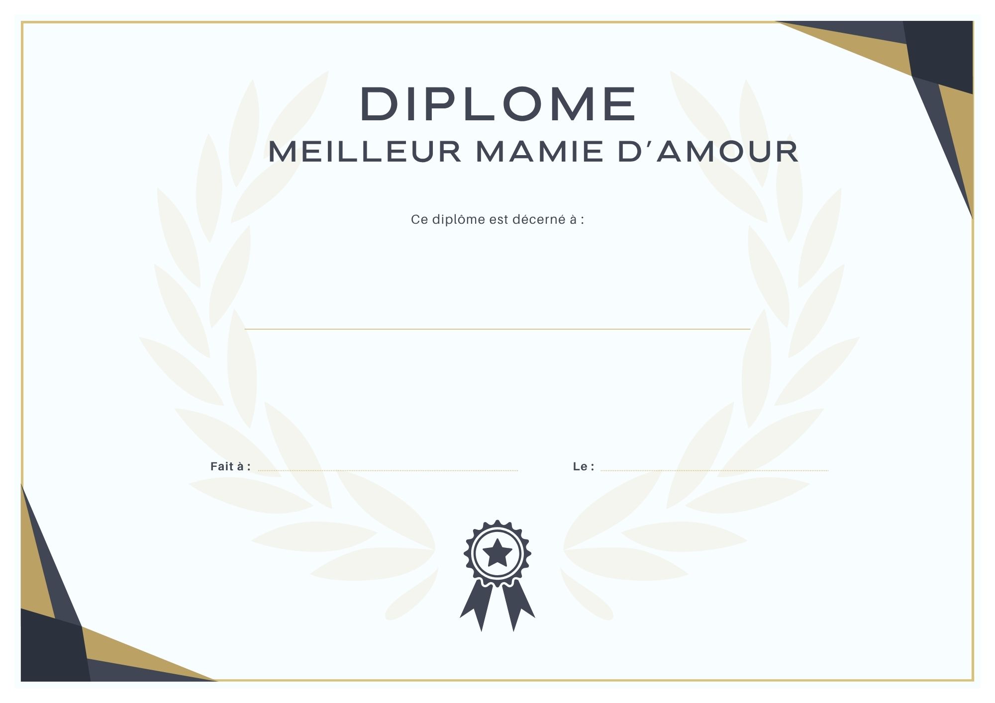 diplome a imprimer meilleur mamie du monde à imprimer PDF
