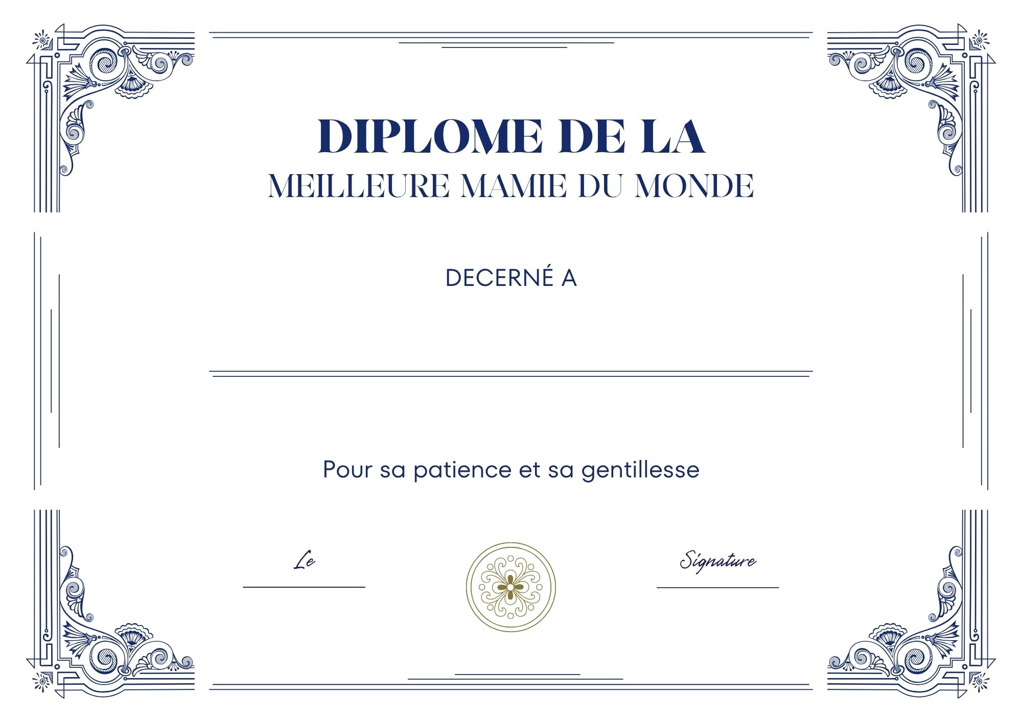 diplome a imprimer meilleure mamie au monde à imprimer PDF